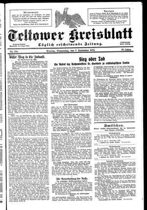Teltower Kreisblatt vom 07.09.1933