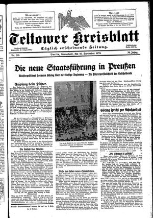 Teltower Kreisblatt vom 16.09.1933