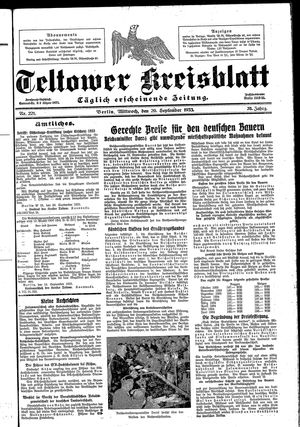 Teltower Kreisblatt vom 20.09.1933