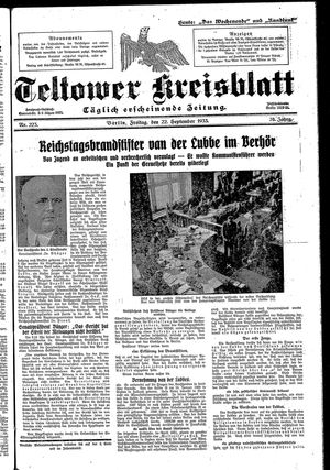 Teltower Kreisblatt vom 22.09.1933