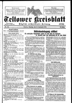 Teltower Kreisblatt vom 26.09.1933