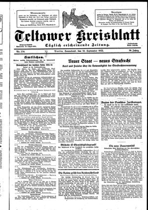 Teltower Kreisblatt vom 30.09.1933