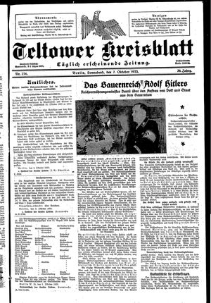 Teltower Kreisblatt vom 07.10.1933