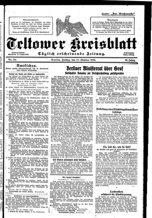 Teltower Kreisblatt vom 13.10.1933