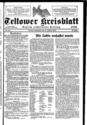 Teltower Kreisblatt vom 14.10.1933