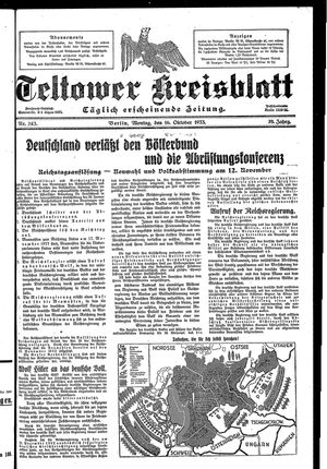 Teltower Kreisblatt vom 16.10.1933