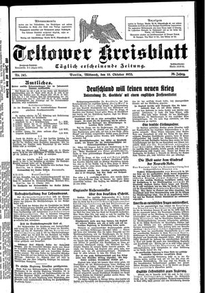 Teltower Kreisblatt vom 18.10.1933