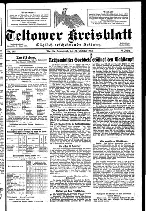 Teltower Kreisblatt vom 21.10.1933