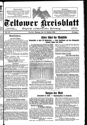 Teltower Kreisblatt vom 24.10.1933