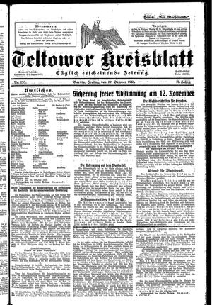 Teltower Kreisblatt vom 27.10.1933