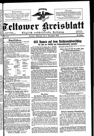 Teltower Kreisblatt vom 01.11.1933