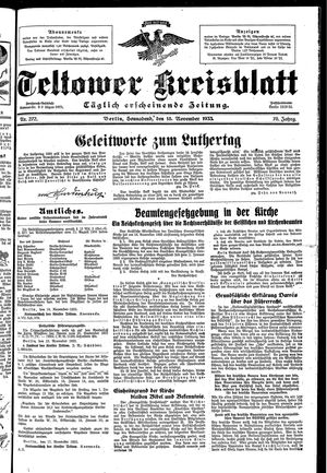 Teltower Kreisblatt vom 18.11.1933