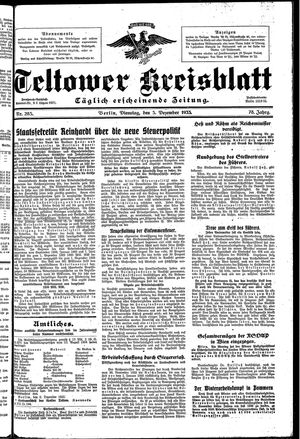 Teltower Kreisblatt vom 05.12.1933