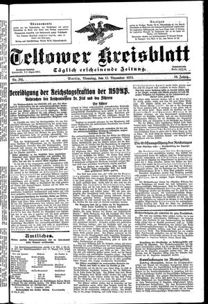 Teltower Kreisblatt vom 12.12.1933
