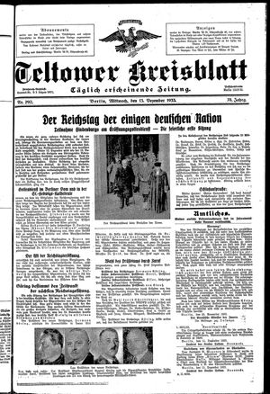 Teltower Kreisblatt vom 13.12.1933