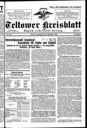 Teltower Kreisblatt vom 15.12.1933