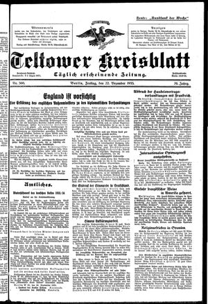 Teltower Kreisblatt vom 22.12.1933