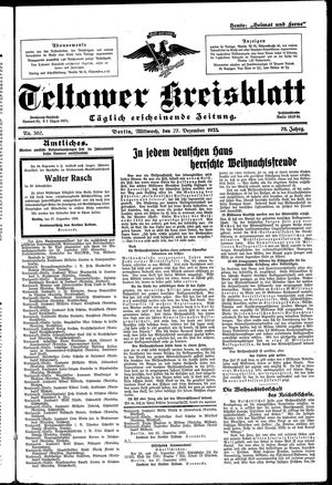 Teltower Kreisblatt vom 27.12.1933