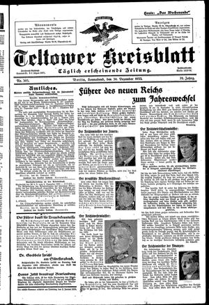 Teltower Kreisblatt vom 30.12.1933