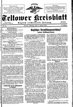 Teltower Kreisblatt vom 23.01.1934