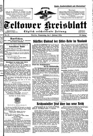 Teltower Kreisblatt on Feb 1, 1934