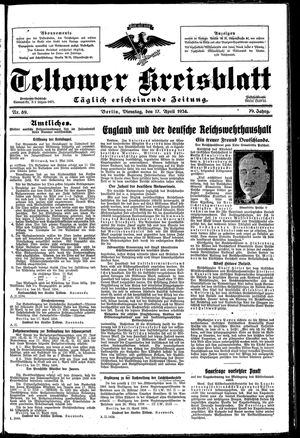 Teltower Kreisblatt vom 17.04.1934