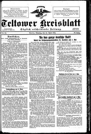 Teltower Kreisblatt vom 24.04.1934