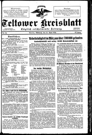 Teltower Kreisblatt on Apr 25, 1934