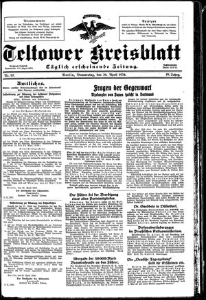 Teltower Kreisblatt vom 26.04.1934