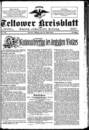 Teltower Kreisblatt vom 30.04.1934