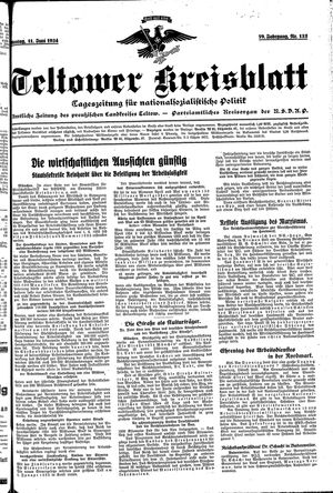 Teltower Kreisblatt vom 11.06.1934