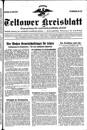 Teltower Kreisblatt vom 12.06.1934