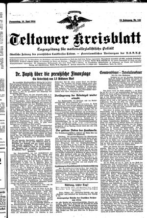 Teltower Kreisblatt on Jun 21, 1934
