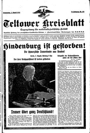 Teltower Kreisblatt on Aug 2, 1934