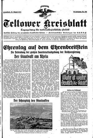 Teltower Kreisblatt on Aug 25, 1934