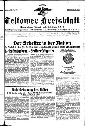 Teltower Kreisblatt vom 31.10.1934