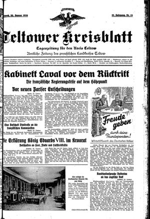 Teltower Kreisblatt on Jan 22, 1936