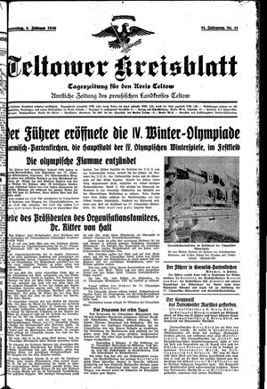 Teltower Kreisblatt vom 06.02.1936