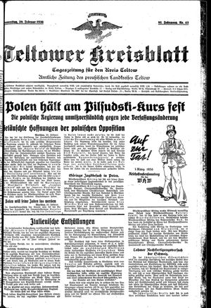 Teltower Kreisblatt vom 20.02.1936