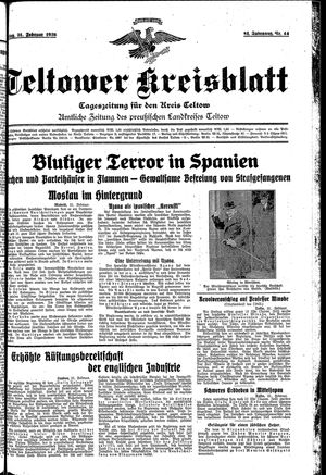 Teltower Kreisblatt vom 21.02.1936