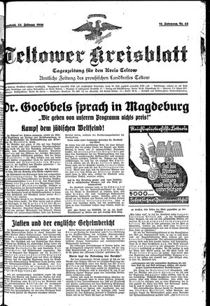 Teltower Kreisblatt vom 22.02.1936
