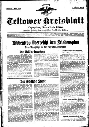 Teltower Kreisblatt on Apr 1, 1936