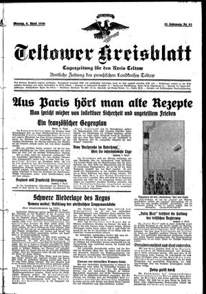 Teltower Kreisblatt vom 06.04.1936