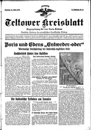 Teltower Kreisblatt vom 14.04.1936