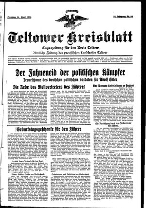 Teltower Kreisblatt vom 21.04.1936