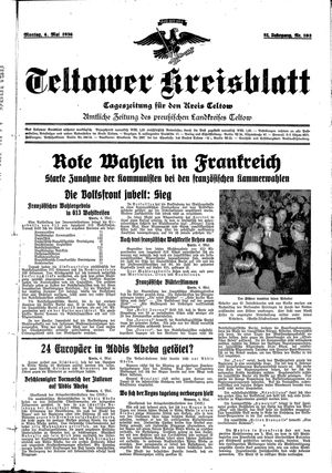 Teltower Kreisblatt vom 04.05.1936