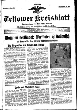 Teltower Kreisblatt vom 06.05.1936