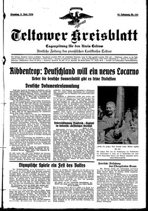 Teltower Kreisblatt vom 09.06.1936