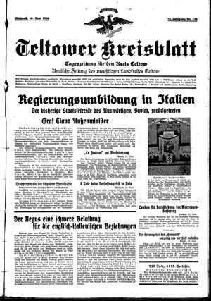 Teltower Kreisblatt vom 10.06.1936