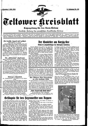 Teltower Kreisblatt vom 07.07.1936